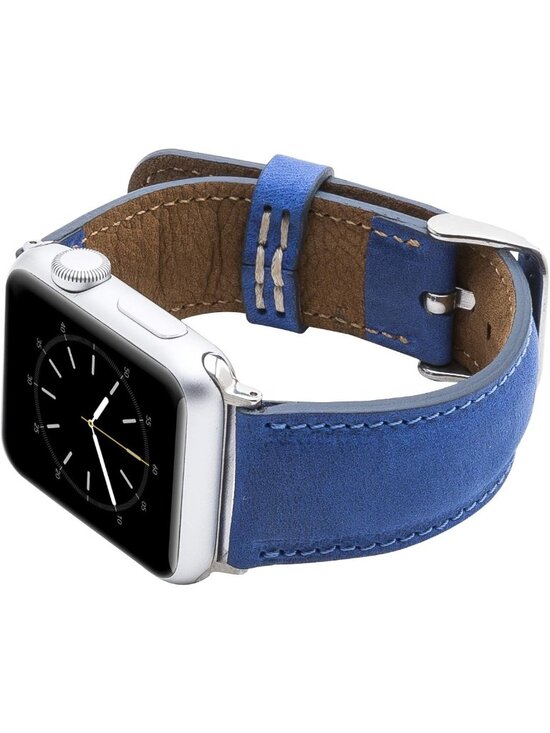 Stylish Antique Dark Blue Leather Apple Watch Band 49mm 45mm 44mm 42mm - iWatch main image 4